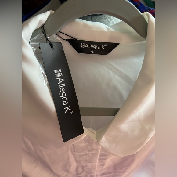 Allegra K light cream blouse with a ruffle sewn along puffy sleeves as accent. - Picture 5 of 5